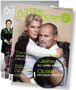 Covers der beiden Ausgaben der Oberösterreicherin vom September und Oktober 2009, in denen über die Opalausstellung bei Juwelier Pfoser berichtet wurde